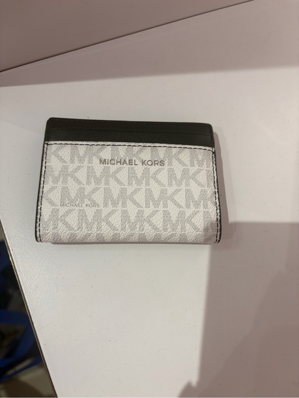Michael Kors Cooper card holder ID Wallet white MK Ombre Logo